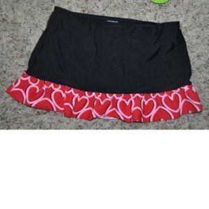*Swimsuit Coverup Malibu Dream sz 10 Black Red Heart Elastic Waist Skirt Girls